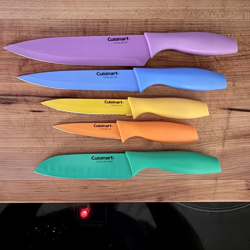 Cuisinart Advantage 5 Piece‎ Color Knife Set with Blade Guards Stainless Steel